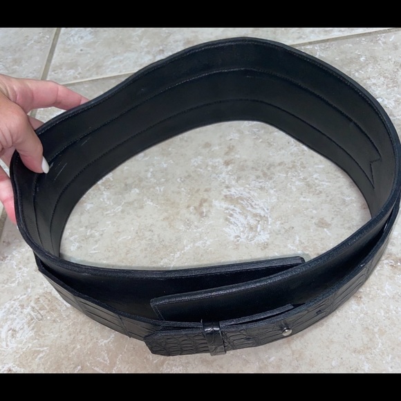 Black Wide Double Layered Statement Belt Size S - Picture 2 of 8